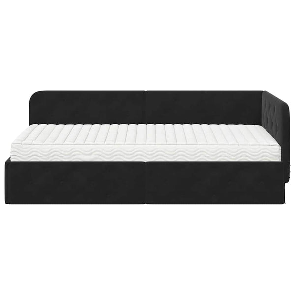 Schwarzes Eckbettgestell Samt 90x200 cm