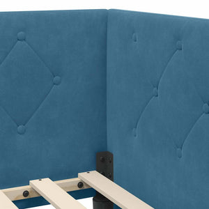 Eckbettgestell Blau Samt 100x200 cm