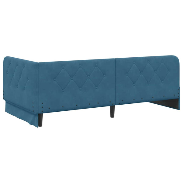 Eckbettgestell Blau Samt 100x200 cm