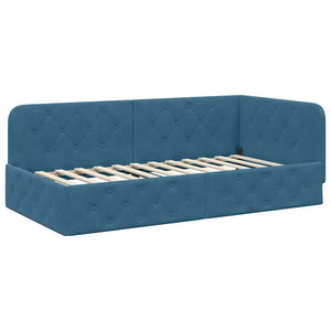 Eckbettgestell Blau Samt 100x200 cm