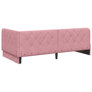 vidaXL Corner Bed Frame Pink 100 x 200 cm Velvet