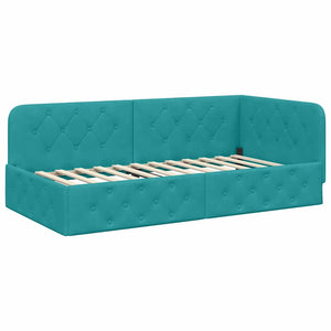 vidaXL Corner Bed Frame Turquoise 100 x 200 cm Velvet