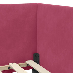 vidaXL Corner Bed Frame with Mattress with Headboard 2 pcs Red Velvet