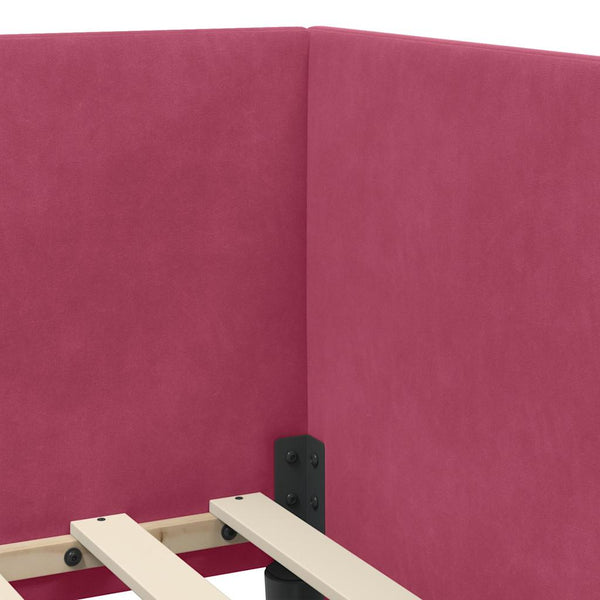 vidaXL Corner Bed Frame with Mattress with Headboard 2 pcs Red Velvet