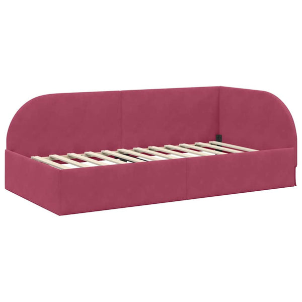vidaXL Corner Bed Frame with Mattress with Headboard 2 pcs Red Velvet
