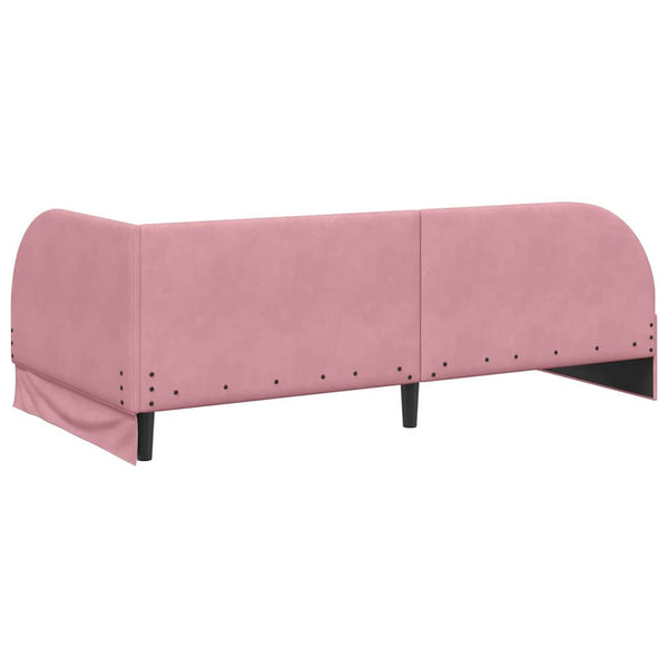 vidaXL Corner Bed Frame with Mattress and Headboard 2 pcs Pink Velvet