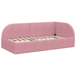 vidaXL Corner Bed Frame with Mattress and Headboard 2 pcs Pink Velvet