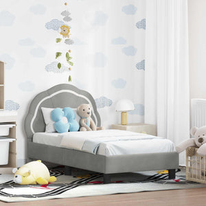vidaXL Kids Bed Frame with Headboard Light Grey 70 x 140 cm Velvet