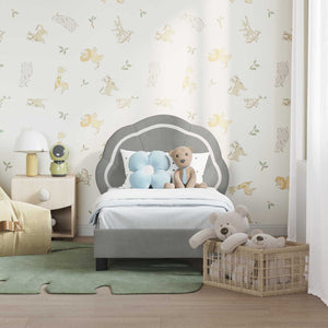 vidaXL Kids Bed Frame with Headboard Light Grey 70 x 140 cm Velvet