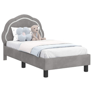 vidaXL Kids Bed Frame with Headboard Light Grey 70 x 140 cm Velvet