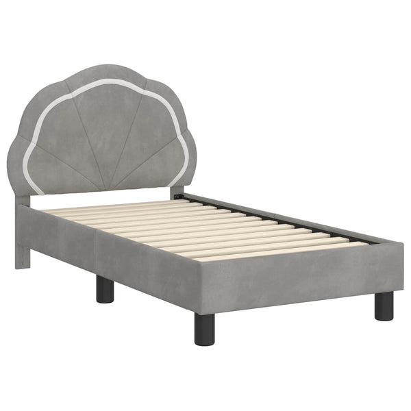 vidaXL Kids Bed Frame with Headboard Light Grey 70 x 140 cm Velvet