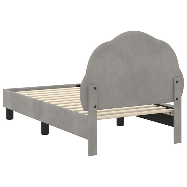 vidaXL Kids Bed Frame with Headboard Light Grey 70 x 140 cm Velvet
