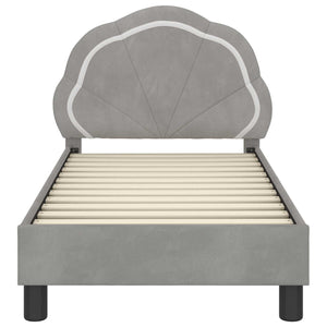 vidaXL Kids Bed Frame with Headboard Light Grey 70 x 140 cm Velvet