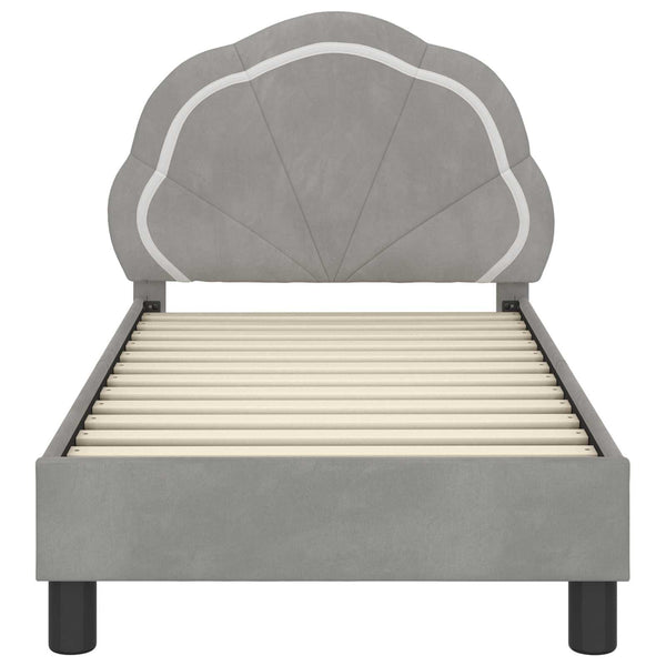 vidaXL Kids Bed Frame with Headboard Light Grey 70 x 140 cm Velvet