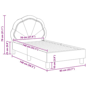 vidaXL Kids Bed Frame with Headboard Light Grey 70 x 140 cm Velvet