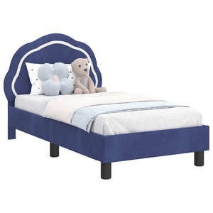 vidaXL Kids Bed Frame with Headboard Police Blue 70 x 140 cm Velvet