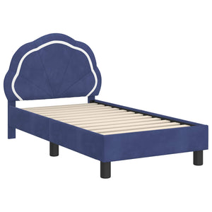 vidaXL Kids Bed Frame with Headboard Police Blue 70 x 140 cm Velvet