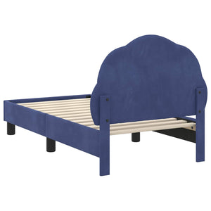 vidaXL Kids Bed Frame with Headboard Police Blue 70 x 140 cm Velvet