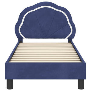 vidaXL Kids Bed Frame with Headboard Police Blue 70 x 140 cm Velvet