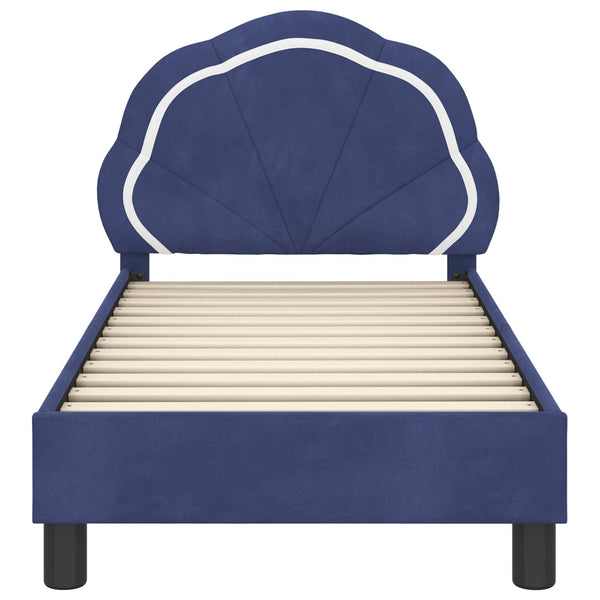 vidaXL Kids Bed Frame with Headboard Police Blue 70 x 140 cm Velvet