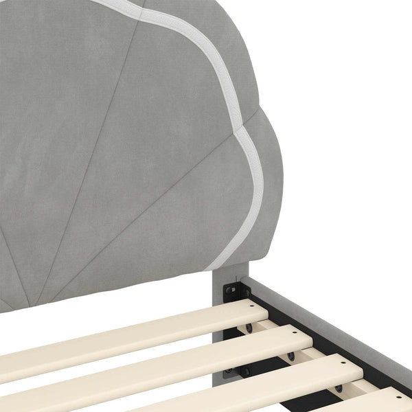 vidaXL Kids Bed Frame with Headboard Light Gray 80 x 160 cm Velvet