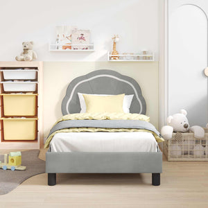 vidaXL Kids Bed Frame with Headboard Light Gray 80 x 160 cm Velvet
