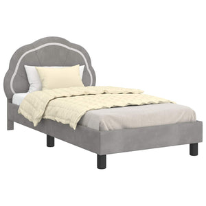 vidaXL Kids Bed Frame with Headboard Light Gray 80 x 160 cm Velvet