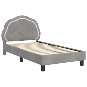 vidaXL Kids Bed Frame with Headboard Light Gray 80 x 160 cm Velvet