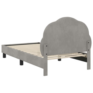 vidaXL Kids Bed Frame with Headboard Light Gray 80 x 160 cm Velvet