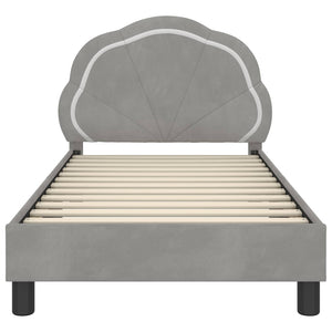 vidaXL Kids Bed Frame with Headboard Light Gray 80 x 160 cm Velvet