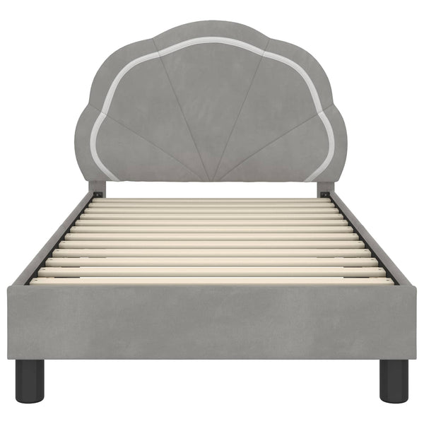 vidaXL Kids Bed Frame with Headboard Light Gray 80 x 160 cm Velvet
