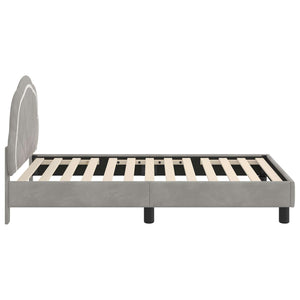 vidaXL Kids Bed Frame with Headboard Light Gray 80 x 160 cm Velvet