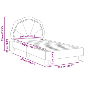 vidaXL Kids Bed Frame with Headboard Light Gray 80 x 160 cm Velvet