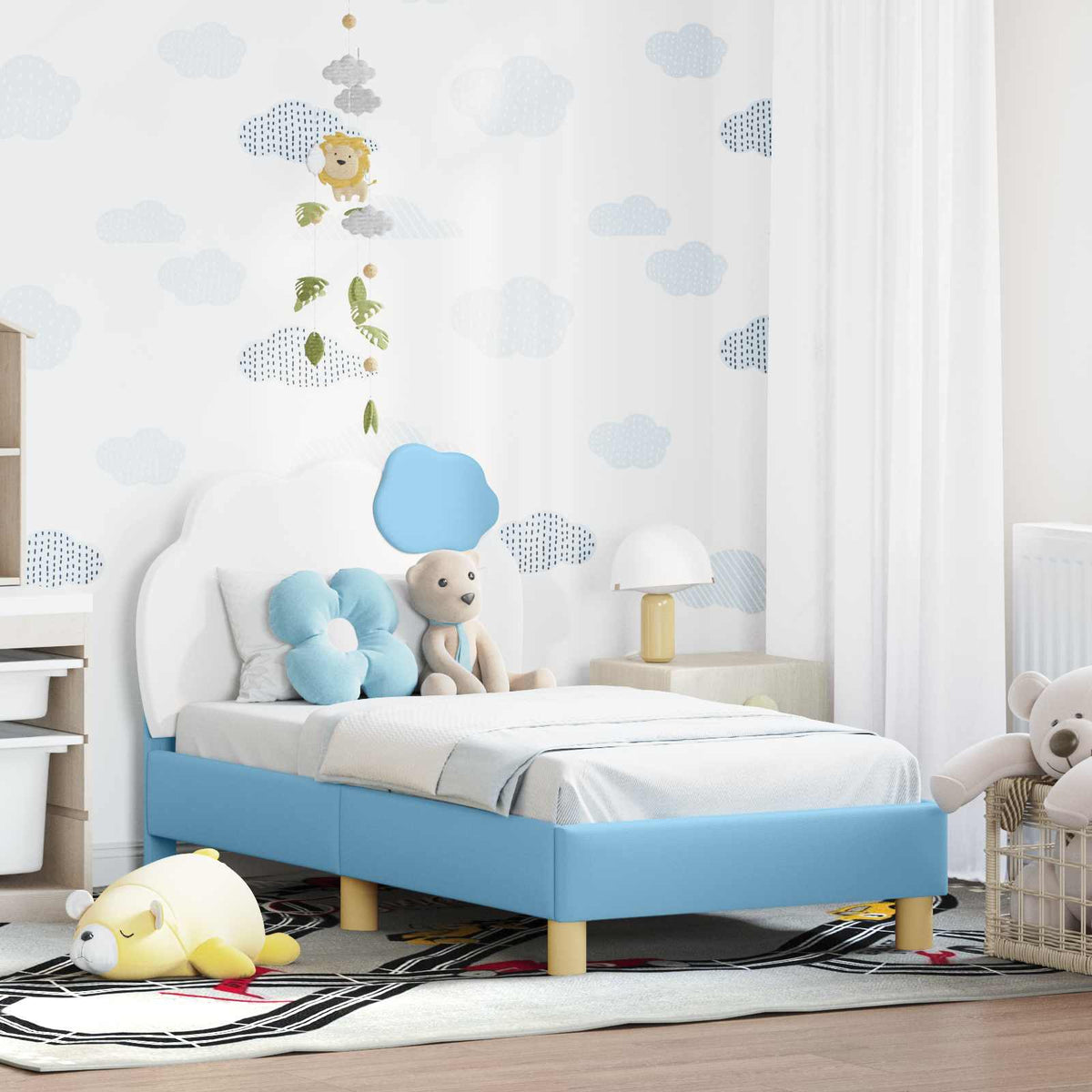 Kinderbettgestell mit Kopfteil Blau 70x140 cm