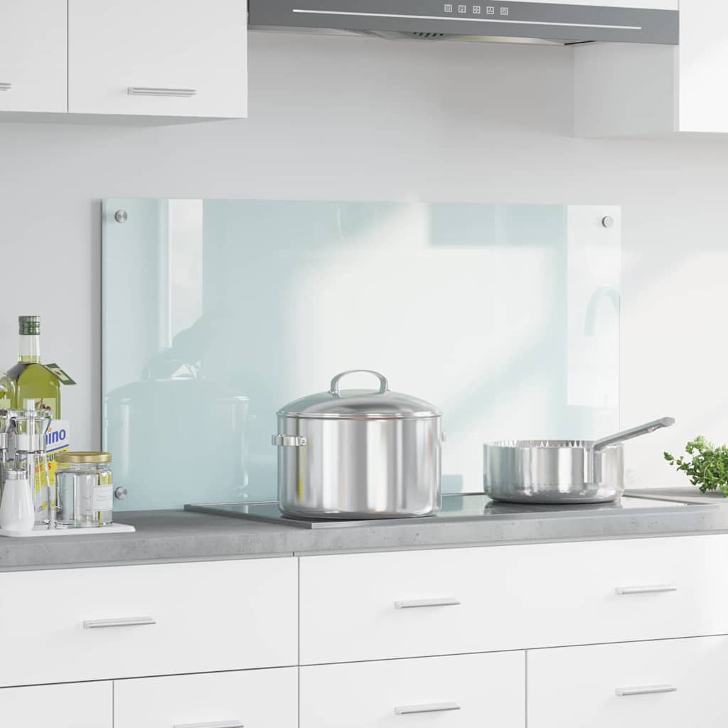 vidaXL Kitchen Splashback Milky 100 x 50 cm Tempered Glass