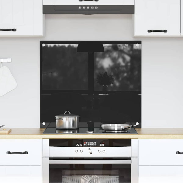 vidaXL Kitchen Splashback Black 70 x 60 cm Tempered Glass
