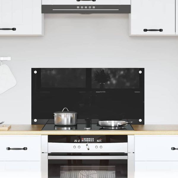 vidaXL Kitchen Splashback Black 80x40 cm Tempered Glass