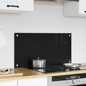 vidaXL Kitchen Splashback Black 80x40 cm Tempered Glass