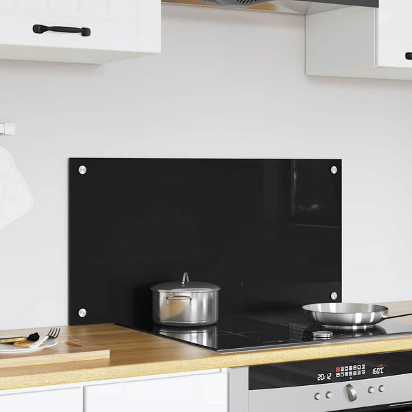 vidaXL Kitchen Splashback Black 80x40 cm Tempered Glass