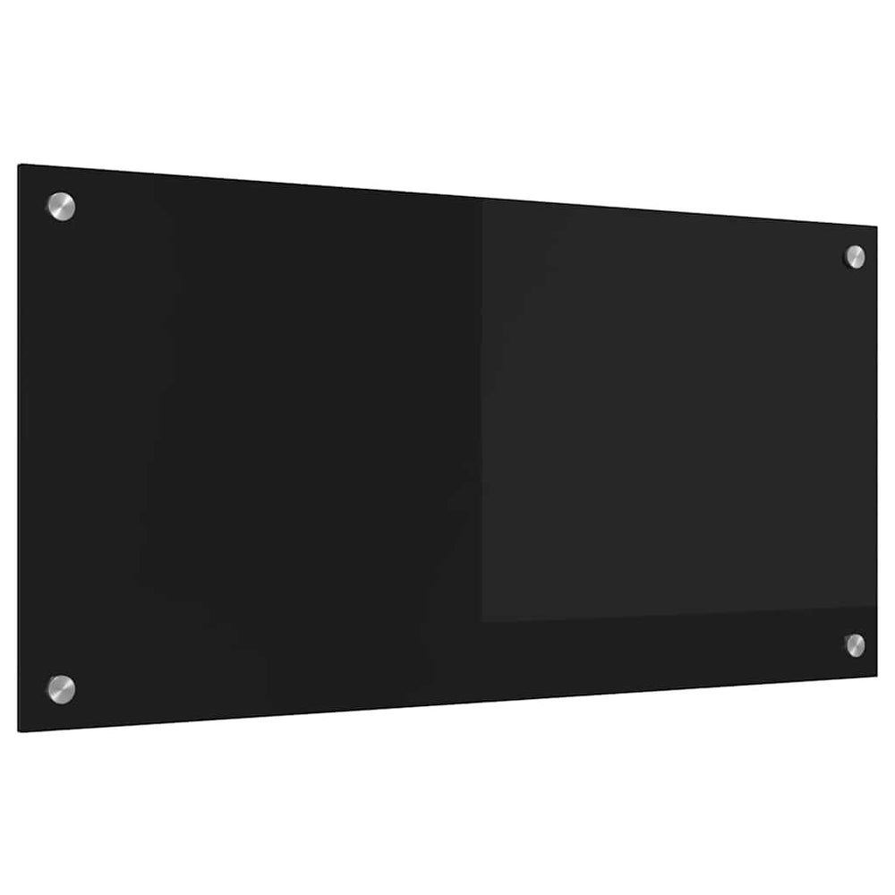 vidaXL Kitchen Splashback Black 80x40 cm Tempered Glass