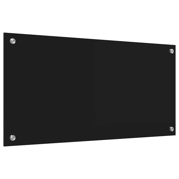vidaXL Kitchen Splashback Black 80x40 cm Tempered Glass