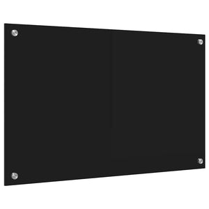 vidaXL Kitchen Splashback Black 80x50 cm Tempered Glass