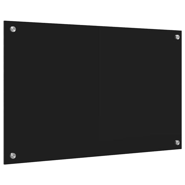 vidaXL Kitchen Splashback Black 80x50 cm Tempered Glass