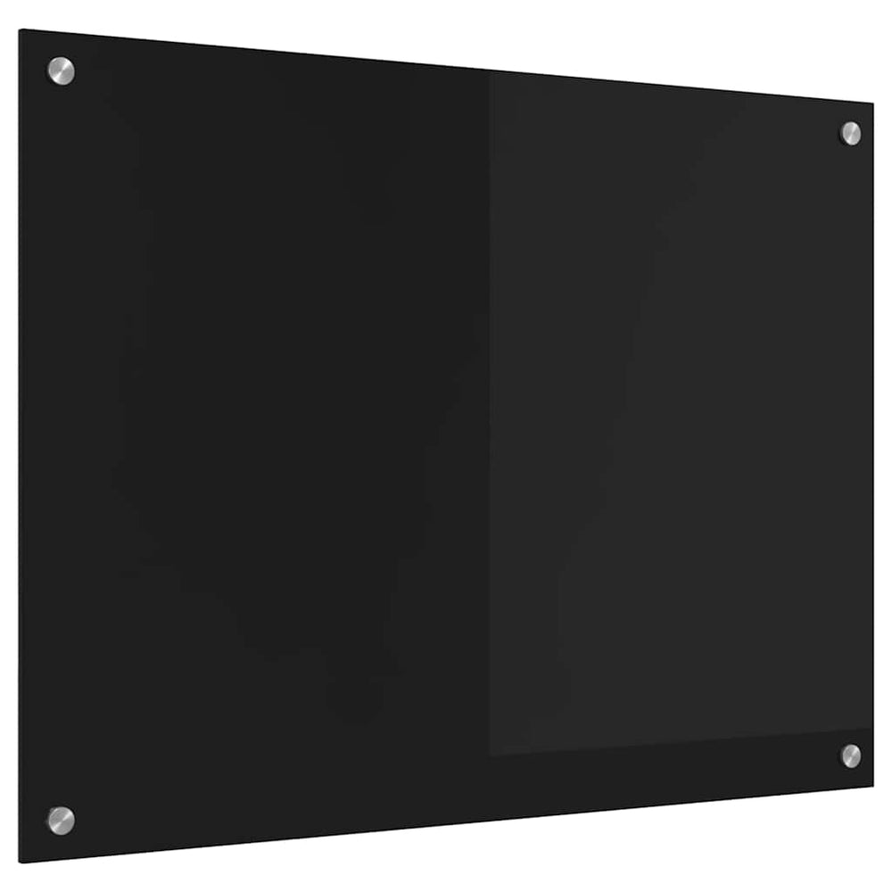 vidaXL Kitchen Backsplash Black 80 x 60 cm Tempered Glass
