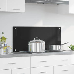 vidaXL Kitchen Splashback Black 90 x 40 cm Toughened Glass