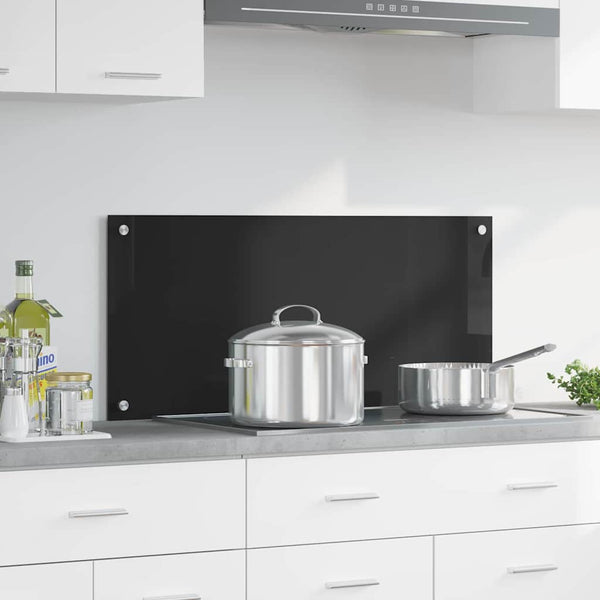 vidaXL Kitchen Splashback Black 90 x 40 cm Toughened Glass