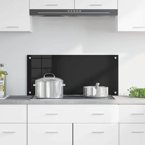 vidaXL Kitchen Splashback Black 90 x 40 cm Toughened Glass