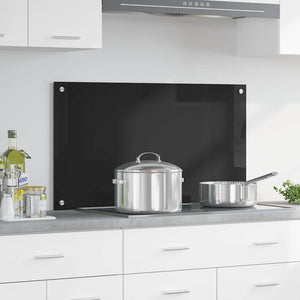 vidaXL Kitchen Splashback Black 90 x 50 cm Tempered Glass