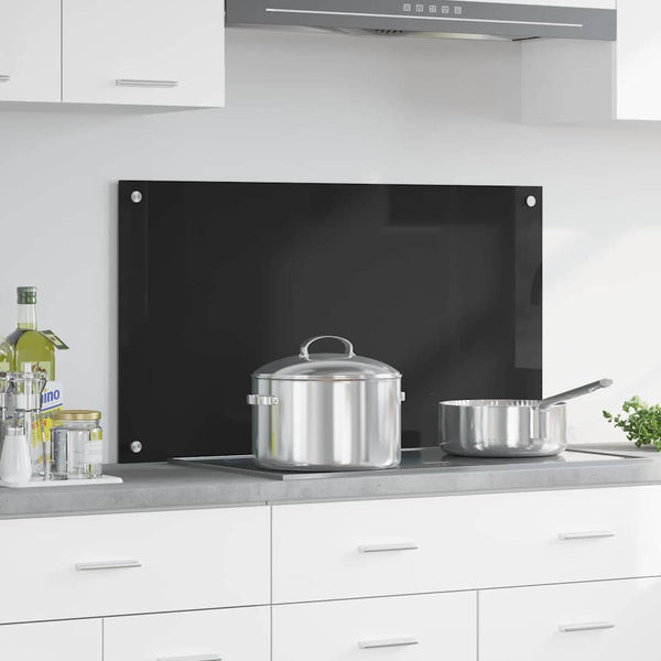 vidaXL Kitchen Splashback Black 90 x 50 cm Tempered Glass
