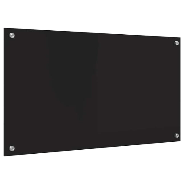 vidaXL Kitchen Splashback Black 90 x 50 cm Tempered Glass